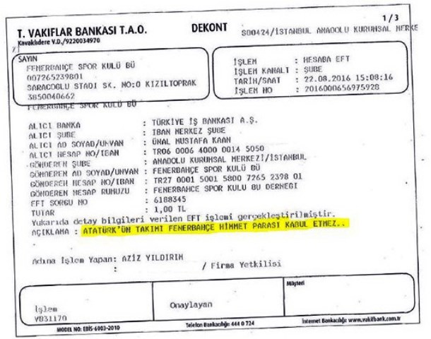 Fenerbahçe Himmet Parası Kabul Etmez