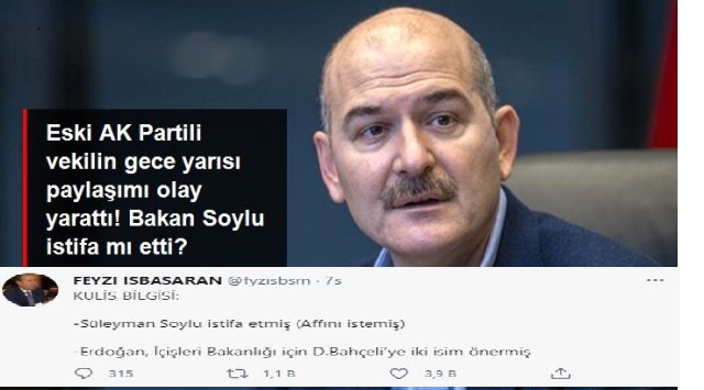 İÇ İŞLERİ BAKAN SOYLU İSTİFA ETTİ