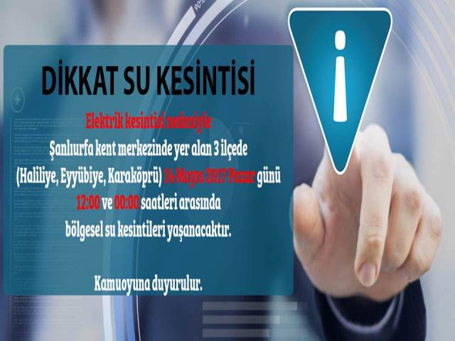 ŞUSKİ'den Su Kesintisi Uyarısı