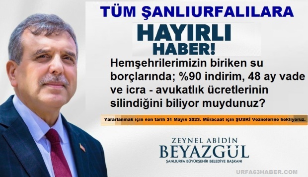 BAŞKAN BEYAZGÜL BİRİKEN SU BORÇLARINA %90 İNDİRİM YAPTI...