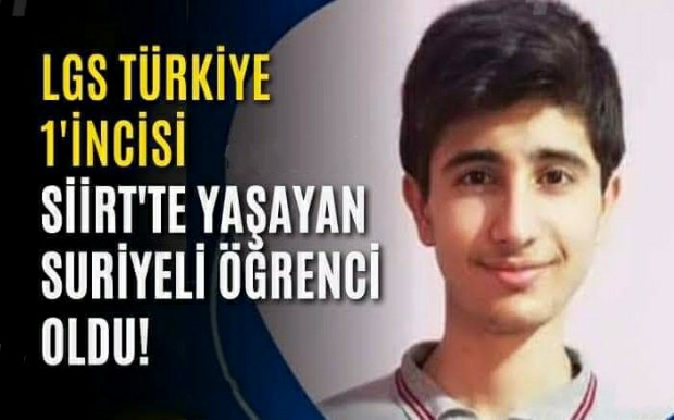 SİİRT'TE YAŞAYAN SURİYELİ ÖĞRENCİ TÜRKİYE BİRİNCİSİ OLDU