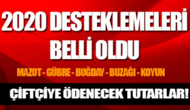 Tarım ve Hayvancılık Desteklemeleri Belli Oldu!